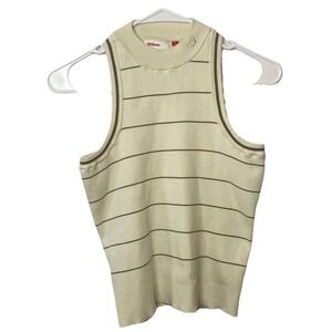 Wilson Cream Ribbed Tank Top with Thin Brown Stripes
